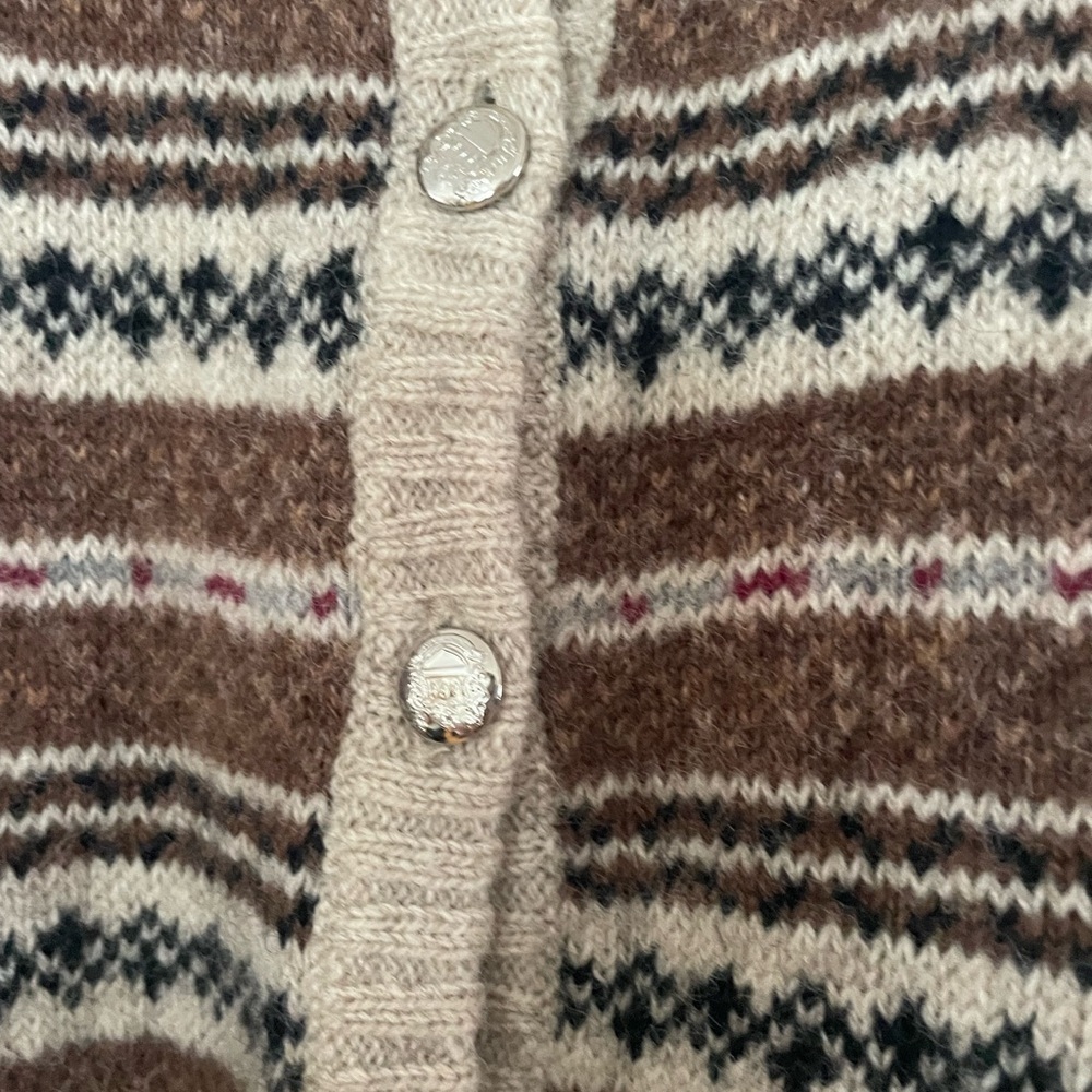 Aston Vintage Handmade Wool Sweater Striped Beige and Brown Women's Sweater - Picture 6 of 8